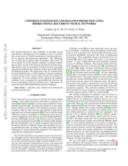 Confidence Estimation and Deletion Prediction Using Bidirectional
  Recurrent Neural Networks