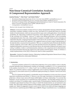 Non-linear Canonical Correlation Analysis: A Compressed Representation
  Approach