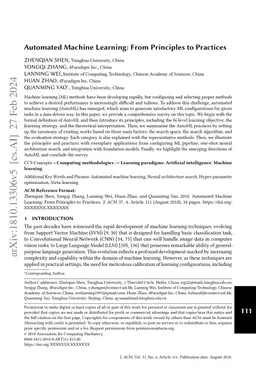 Automated Machine Learning: From Principles to Practices