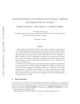 Analyzing biological and artificial neural networks: challenges with
  opportunities for synergy?