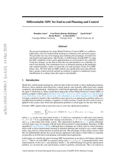 Differentiable MPC for End-to-end Planning and Control