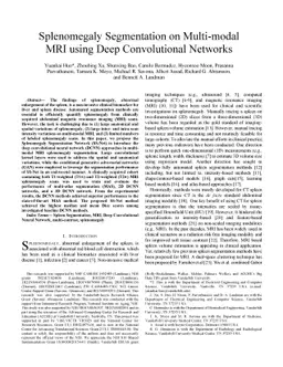 Splenomegaly Segmentation on Multi-modal MRI using Deep Convolutional
  Networks
