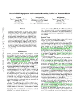 Block Belief Propagation for Parameter Learning in Markov Random Fields