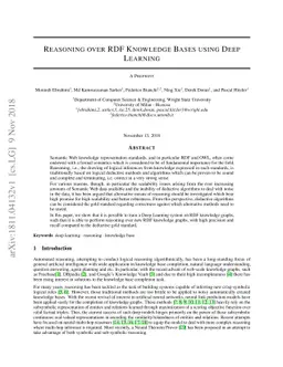 Reasoning over RDF Knowledge Bases using Deep Learning