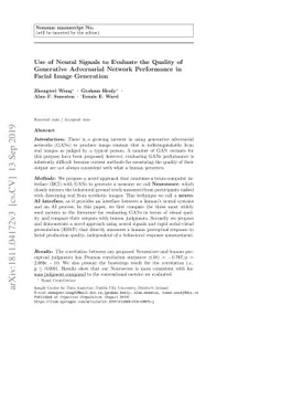 Use of Neural Signals to Evaluate the Quality of Generative Adversarial
  Network Performance in Facial Image Generation