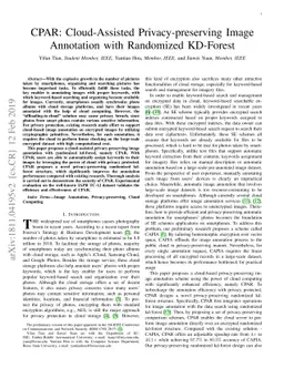 CPAR: Cloud-Assisted Privacy-preserving Image Annotation with Randomized
  KD-Forest