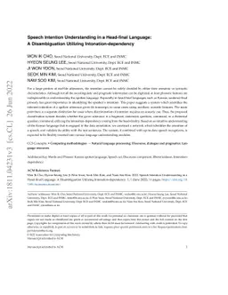 Speech Intention Understanding in a Head-final Language: A
  Disambiguation Utilizing Intonation-dependency