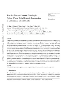 Reactive Task and Motion Planning for Robust Whole-Body Dynamic
  Locomotion in Constrained Environments