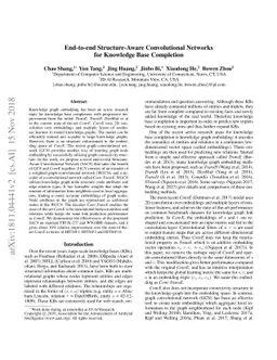 End-to-end Structure-Aware Convolutional Networks for Knowledge Base
  Completion