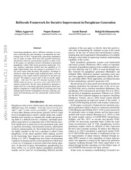 ReDecode Framework for Iterative Improvement in Paraphrase Generation