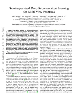 Semi-supervised Deep Representation Learning for Multi-View Problems