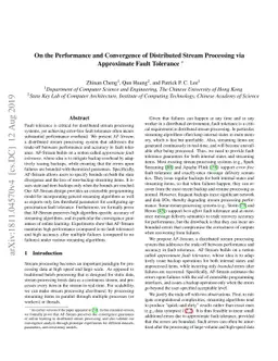 On the Performance and Convergence of Distributed Stream Processing via
  Approximate Fault Tolerance