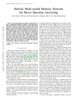 Holistic Multi-modal Memory Network for Movie Question Answering
