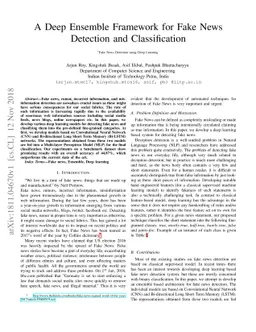 A Deep Ensemble Framework for Fake News Detection and Classification