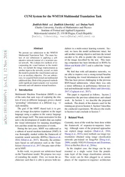 CUNI System for the WMT18 Multimodal Translation Task