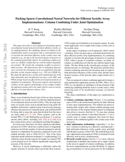 Packing Sparse Convolutional Neural Networks for Efficient Systolic
  Array Implementations: Column Combining Under Joint Optimization