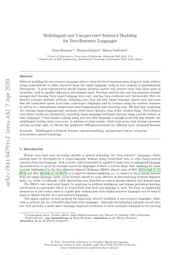 Multilingual and Unsupervised Subword Modeling for Zero-Resource
  Languages