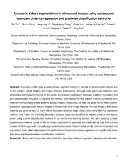Automatic kidney segmentation in ultrasound images using subsequent
  boundary distance regression and pixelwise classification networks
