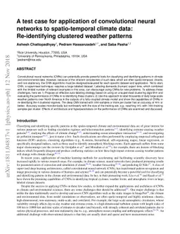 A test case for application of convolutional neural networks to
  spatio-temporal climate data: Re-identifying clustered weather patterns