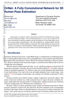 OriNet: A Fully Convolutional Network for 3D Human Pose Estimation