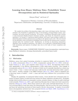 Learning from Binary Multiway Data: Probabilistic Tensor Decomposition
  and its Statistical Optimality