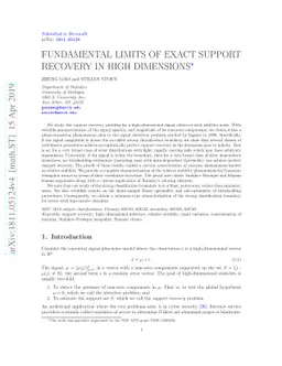 Fundamental Limits of Exact Support Recovery in High Dimensions