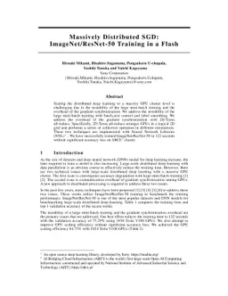 Massively Distributed SGD: ImageNet/ResNet-50 Training in a Flash