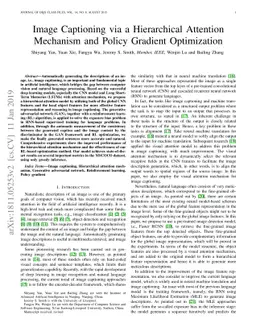 Image Captioning Based on a Hierarchical Attention Mechanism and Policy
  Gradient Optimization