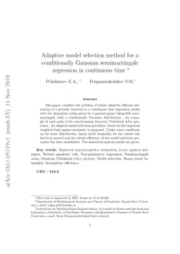 Adaptive model selection method for a conditionally Gaussian
  semimartingale regression in continuous time