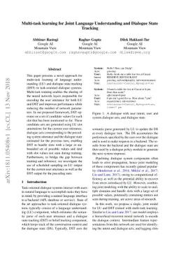 Multi-task learning for Joint Language Understanding and Dialogue State
  Tracking
