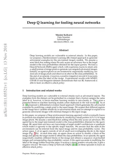Deep Q learning for fooling neural networks