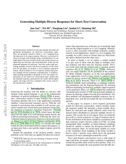 Generating Multiple Diverse Responses for Short-Text Conversation