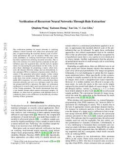 Verification of Recurrent Neural Networks Through Rule Extraction