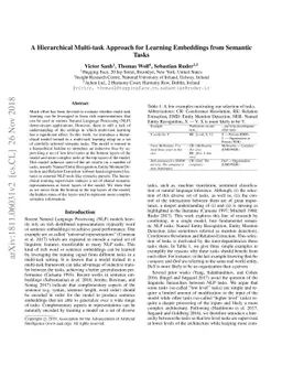 A Hierarchical Multi-task Approach for Learning Embeddings from Semantic
  Tasks