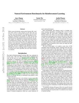 Natural Environment Benchmarks for Reinforcement Learning
