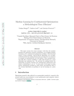 Machine Learning for Combinatorial Optimization: a Methodological Tour
  d'Horizon