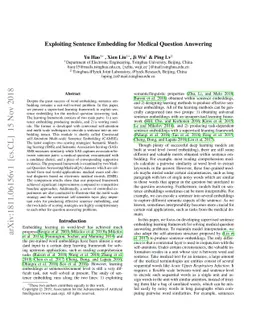 Exploiting Sentence Embedding for Medical Question Answering