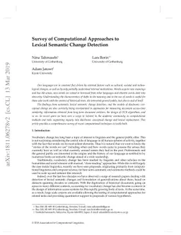Survey of Computational Approaches to Lexical Semantic Change