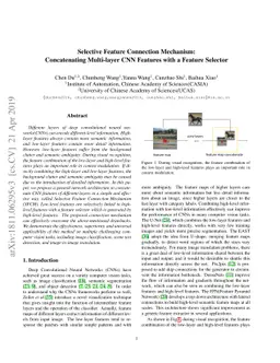 Selective Feature Connection Mechanism: Concatenating Multi-layer CNN
  Features with a Feature Selector