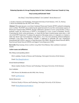 Enhancing Operation of a Sewage Pumping Station for Inter Catchment
  Wastewater Transfer by Using Deep Learning and Hydraulic Model