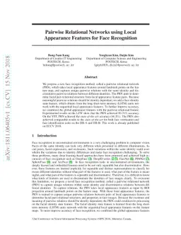 Pairwise Relational Networks using Local Appearance Features for Face
  Recognition
