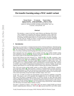 On transfer learning using a MAC model variant