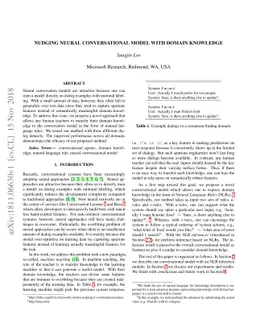 Nudging Neural Conversational Model with Domain Knowledge