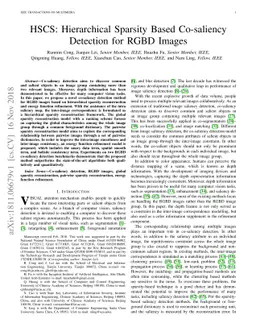 HSCS: Hierarchical Sparsity Based Co-saliency Detection for RGBD Images
