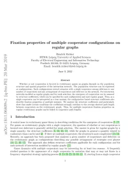 Fixation properties of multiple cooperator configurations on regular
  graphs