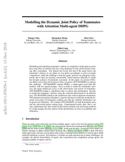 Modelling the Dynamic Joint Policy of Teammates with Attention
  Multi-agent DDPG