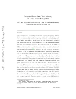 Relational Long Short-Term Memory for Video Action Recognition