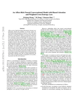 An Affect-Rich Neural Conversational Model with Biased Attention and
  Weighted Cross-Entropy Loss