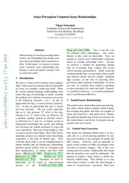 Sense Perception Common Sense Relationships