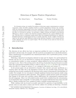 Detection of Sparse Positive Dependence